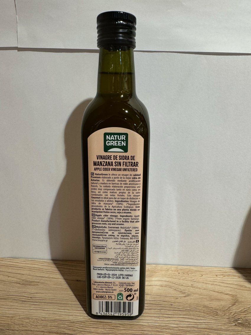 Vinagre de sidra de manzana sin filtrar