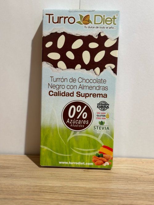 Turrón de chocolate negro con almendras sin azúcares añadidos